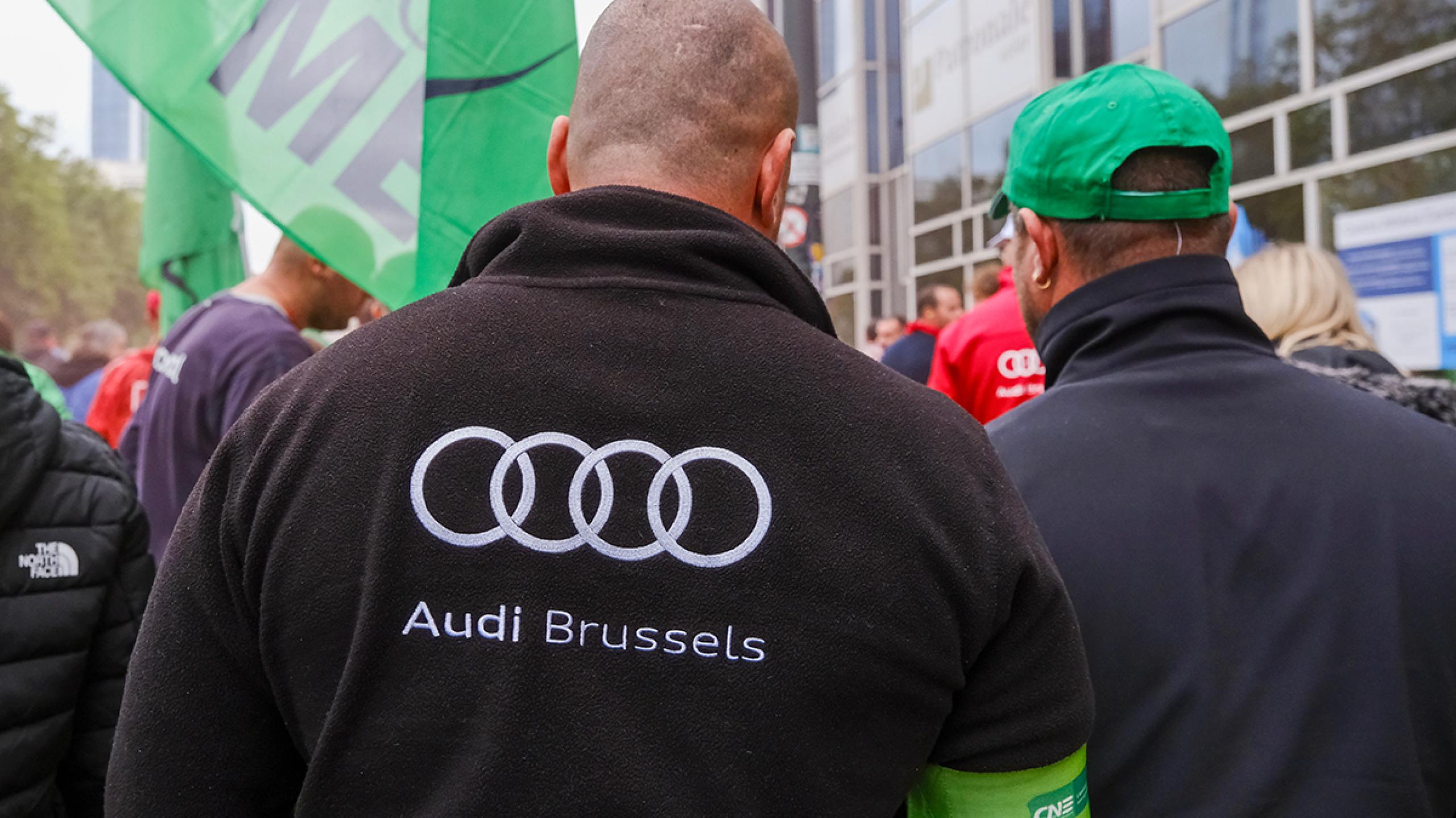 Werknemers van Audi Brussels voeren actie.